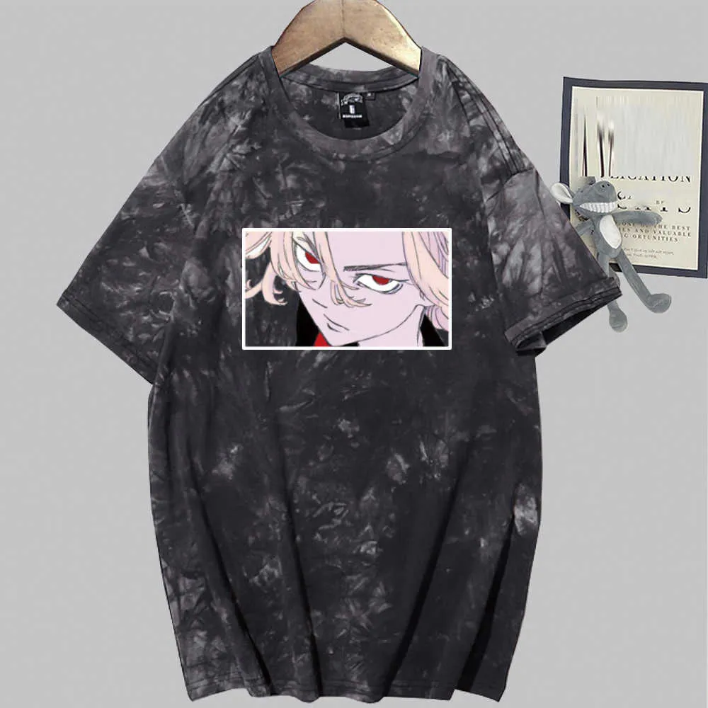 Tokyo Revengers T-shirt tinta unita con stampa anime a maniche corte e girocollo Y0809