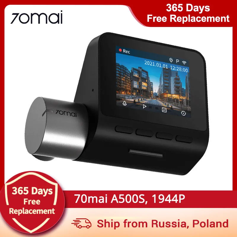 DASH PRO PLUS + 70mai A500S Built-in GPS Speed ​​Coordenadas ADAS Carro DVR CAM 24H Estacionamento Monitor 1944P APP Controle