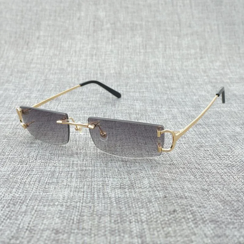 Sunglasses Vintage Small Lens C Wire Men Rimless Square Sun Glasses ...
