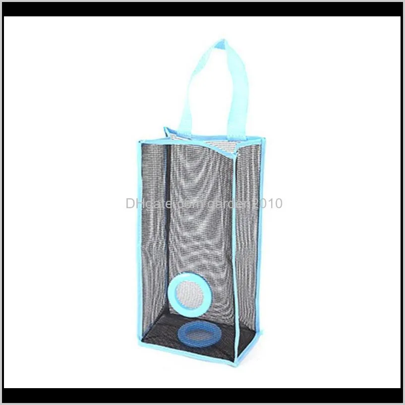 kitchen hanging type breathable mesh grid garbage bags storage bag rubbish extraction pouch orgnizer