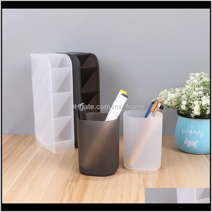 Bins Housekeeping Organization Home Gardenmulti-Function 4-Grid Desktop Pen Holder Office School Storage Case Plastic Box Desk Pencil Stand S