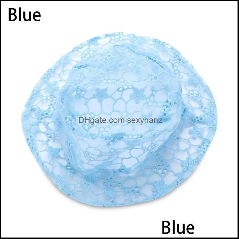 2020 New Korean Lace Hat for Women Soft Lace Hollow out Flower Wide Brim Sun Hats Floppy Summer Hat Dress Ladies Bucket1