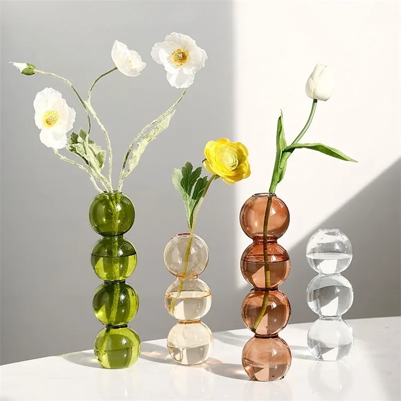 家の装飾ガラス花瓶室クリスタルモダンな水耕植物ヨーロッパの新鮮な結婚式イベントパーティークリエイティブ211214
