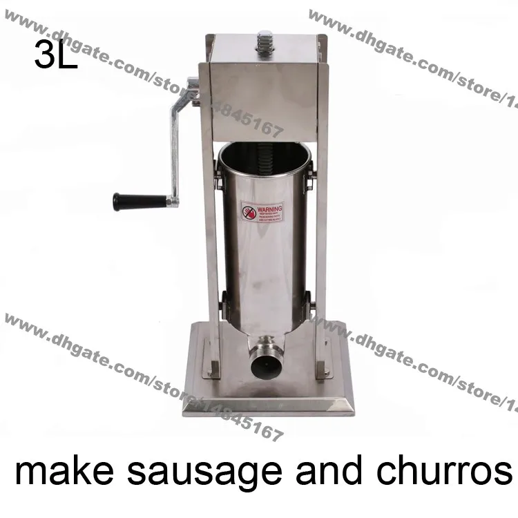 Коммерческое использование 3L из нержавеющей стали ручной рукоятки вертикальная колбасная машина и машина Churros Maker
