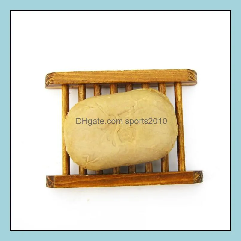 Dark Wood Soap Dish Wooden Soap Tray Holder Storage Soap Rack Plate Box Container for Bath Shower Plate LX1465
