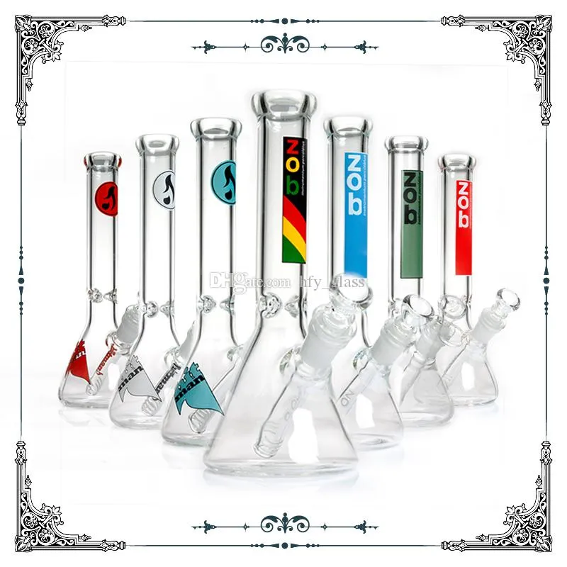 Limited Edition Zob Hitman glass mini bottom beaker bong 10" Rasta color water pipes Ice bongs 14.4 mm joint dab oil rig Bubbler smoking Hookahs