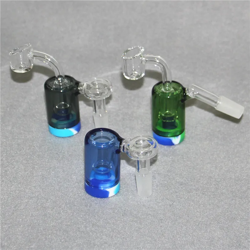 14mm Man 45 90 graders hookahs Glass Reclaim Catcher Ash Catchers Adapter med 5 ml silikon vaxbehållare för DAB Rig Water Bong