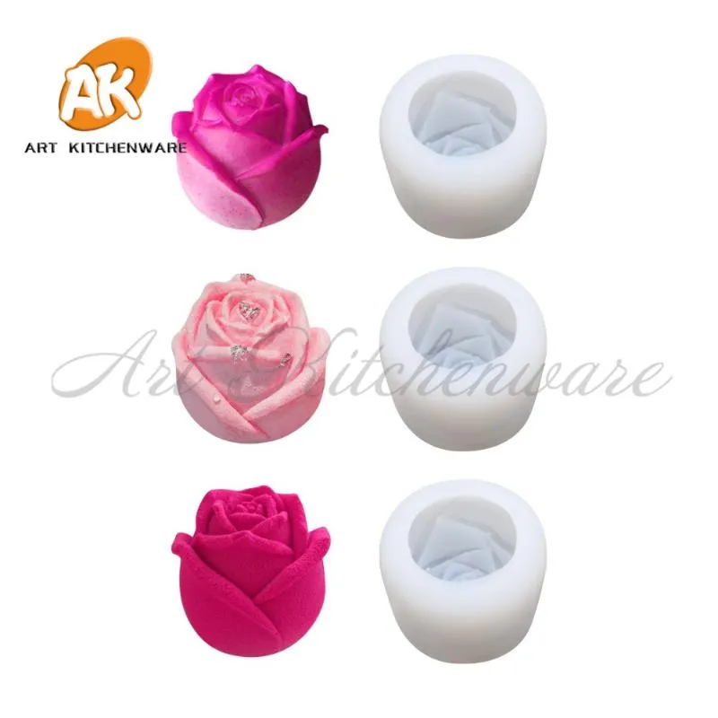 Bakmögel 3d Rose Silikon Mögel Jelly Chocolate Mousse Mold Ice Fack Moulds DIY Hemlagad Tvål Stearinljus Kaka Dekorera Verktyg Bakeware