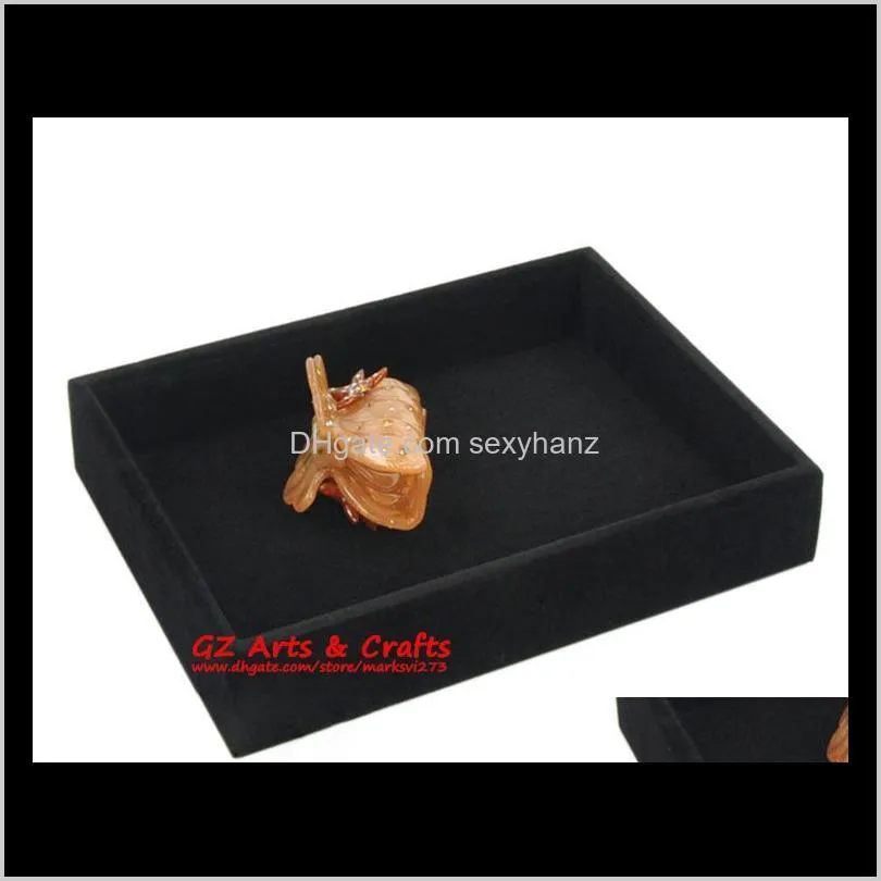 quality velvet jewelry box ring earring bracelet bangle jewelry display stand show tray wooden jewelry organizer empty trays