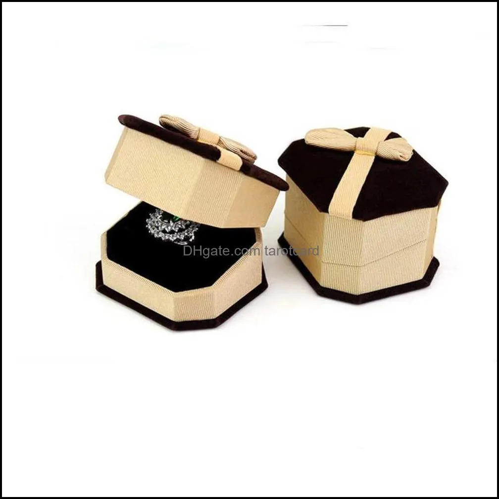 Wholesale 100pcs/lot Flannelette High-grade Velvet Ring Earring Octagonal Packing Box High Quality Christmas Gift Boxes