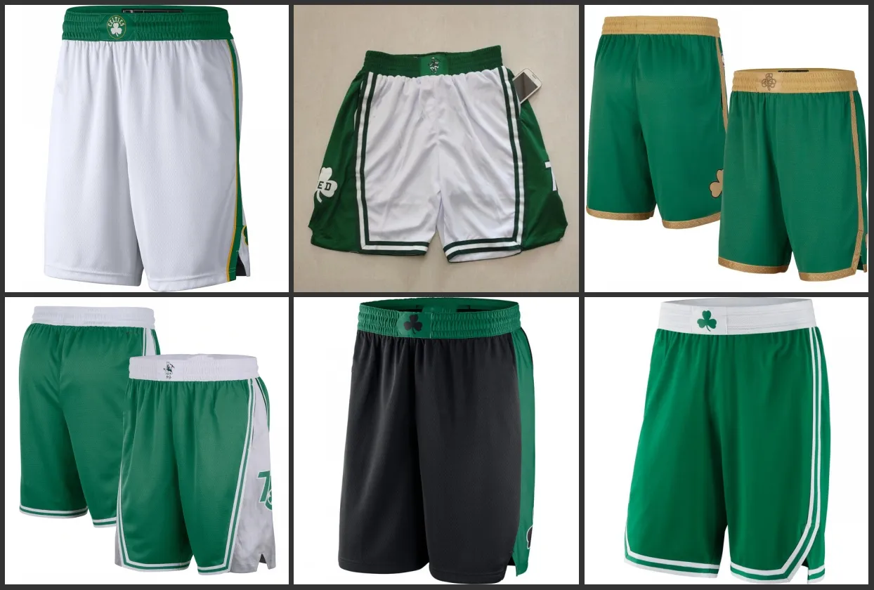 Men's Boston''Celtics''City''Edition 2022 Black Green White 75th Anniversary Shorts