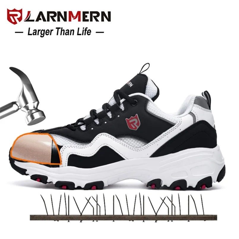 LARNMERN s Safety Shoes S3 SRC Professional Protection Comfortable Breathable Lightweight Steel Toe Anti-nail Work Shoes 210831