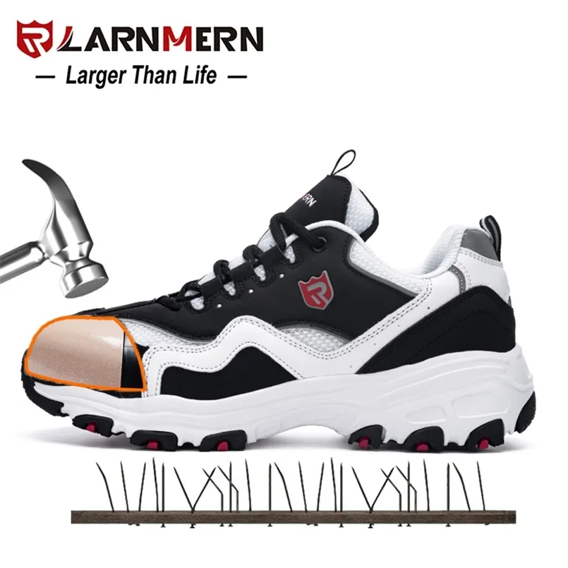 Scarpe antinfortunistiche LARNMERN S3 SRC Protezione professionale Scarpe da lavoro anti-unghia con punta in acciaio leggera e traspirante 210831