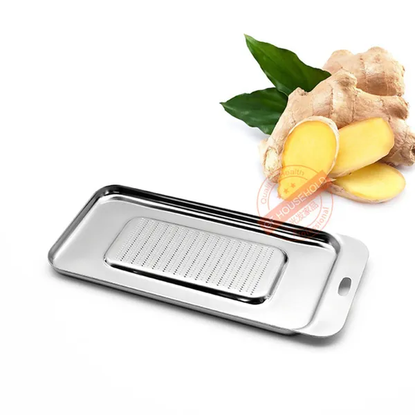 Large Size Ginger Grater Wasabi Grater Crusher Stainless Steel Garlic Grinder Kitchen Fruit Root Vegetables Ginger Grinding Tool