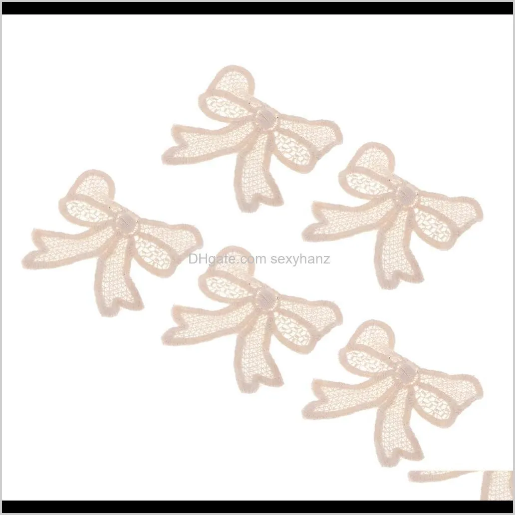 5 pieces bow design embroidered cotton patches sew on applique diy sewing crafts supplies