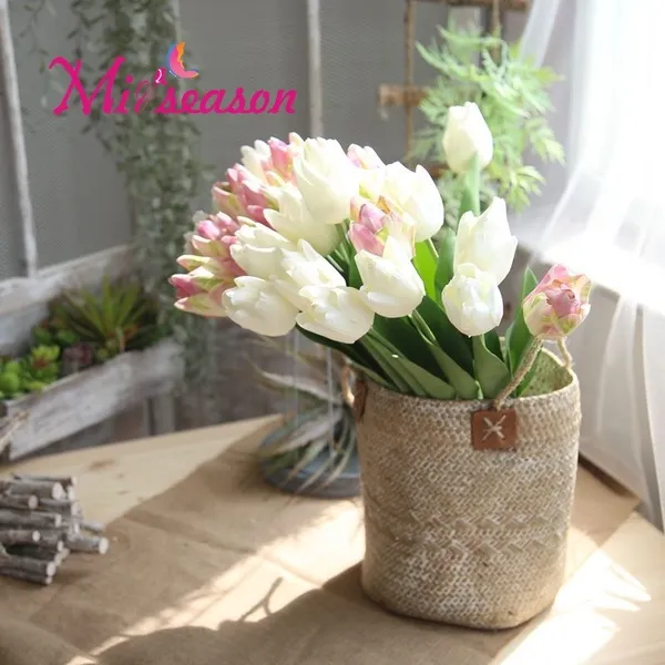 Miiseason 10 teile/los Tulpen Künstliche Blumen Kunststoff Blumenstrauß Für Home Hochzeit Party Dekoration Seidenblumen