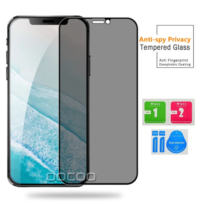 Full Coverage Anti-Spy Screen Protector Tempered Glass Film 9H Hardness Scratch Resistant Bubble Free For iPhone 14 Pro Max 14Plus 14Pro 13 12 Mini 11 XS X XR 8 7 6 Plus