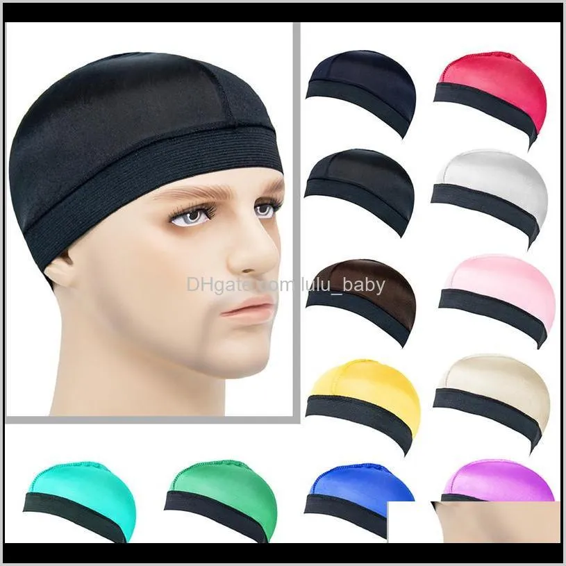 Dome Wave Cap Silk Bonnet Satin Elastisch Ademend Turban Hat Hair Headwar Bonnets Hats Fedoras Beanie volwassen 10 -stcs Hgjnx Wig Caps Sahu7