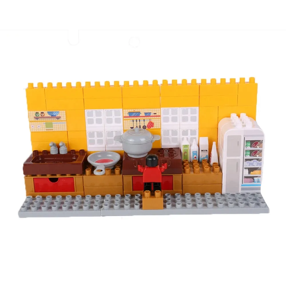 Goldkids HJ-35001B 95 pièces série cuisine boîte de couleur bricolage blocs d'assemblage jouets pour enfants cadeau