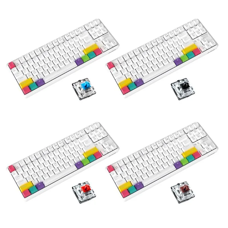 87 chaves Bluetooth com fio / teclado mecânico sem fio para AJAZZ K870T com RGB