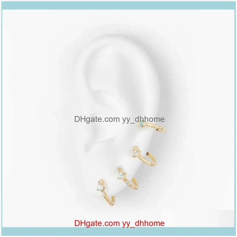 Boheme 925 Siver Fashion Solitaire Square Zirconia Huggie Hoop Earring &