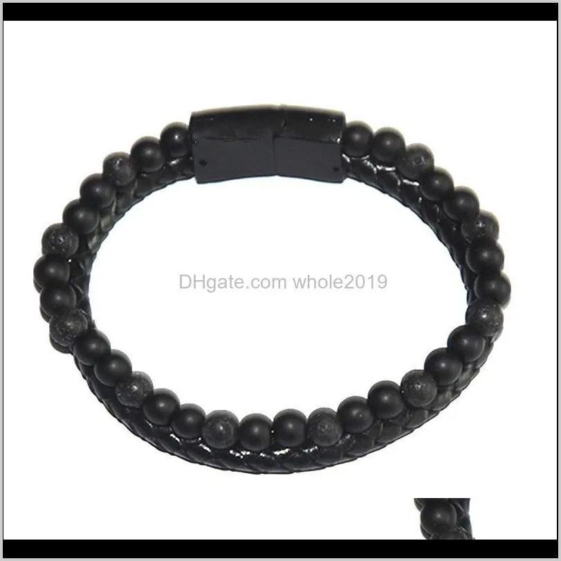 fashion men`s jewelry pu leather bracelet black magnetic button tiger eye bracelet