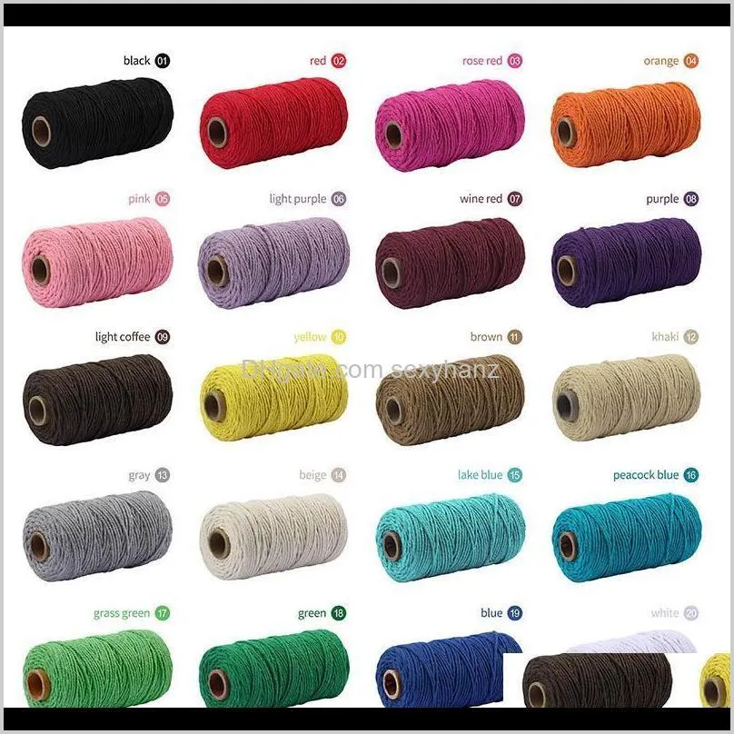 1roll cotton rope twine string cord 100m wedding decorative multifunction 3mm cotton rope colorful home textile rustic