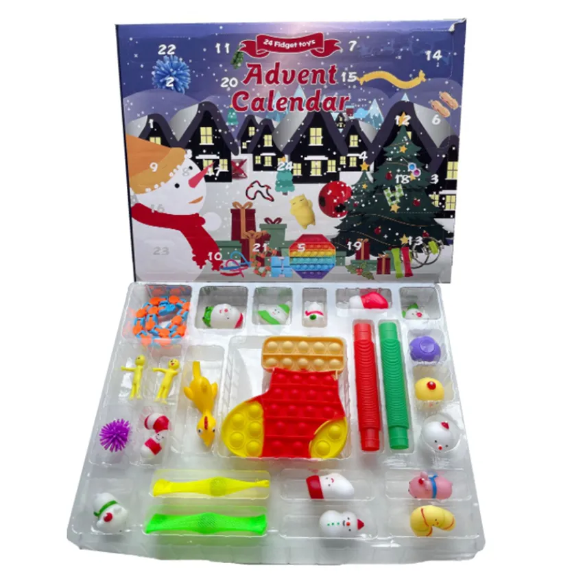 Stock 24pcs/Set Christmas Fidget Toy Xmas Countdown Calendar Blind Boxes Sensory Pack Advent Calendar Christmas Box ZZA3432