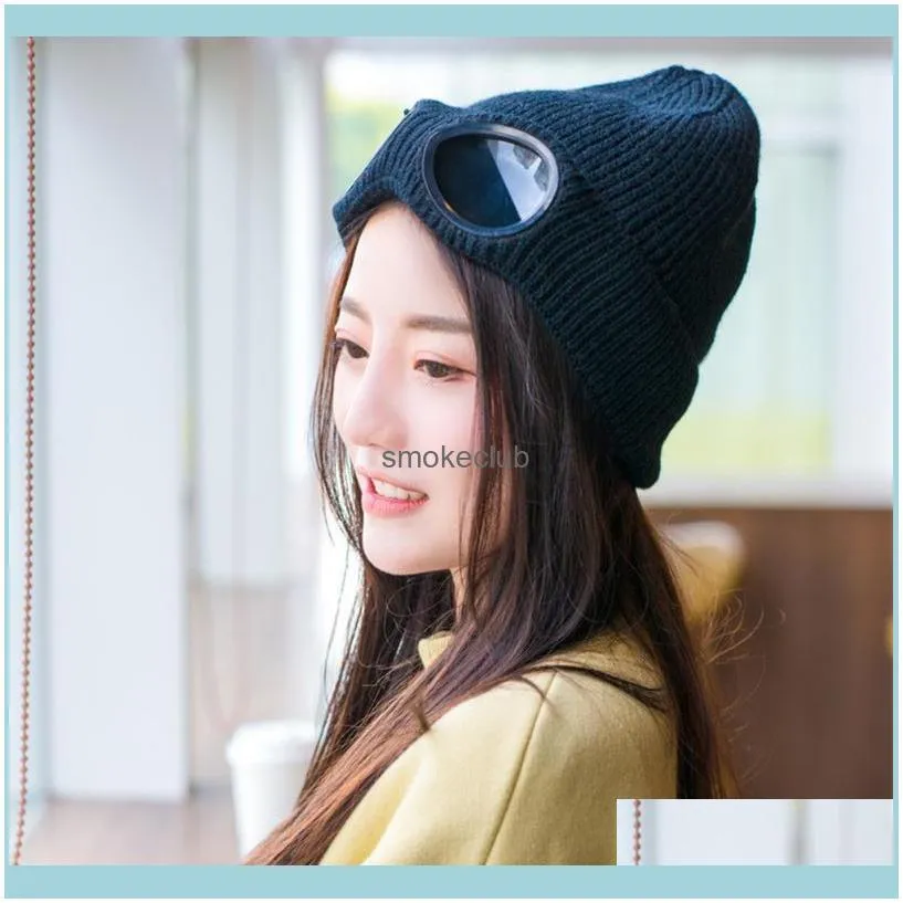 Cycling Caps & Masks Sports With Sunglasses Shade Keep Warm Multifunctional Outdoor Hiking Ski Cap Knitted Glasses Hat