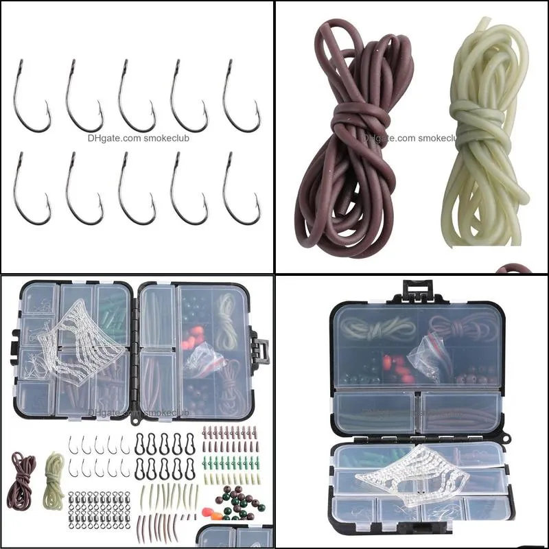 Fishing Accessories Carp Tackle Box Kit Swivels Hook Sleeves Soft Beads Tubes Clips Fishhook Set Accessory