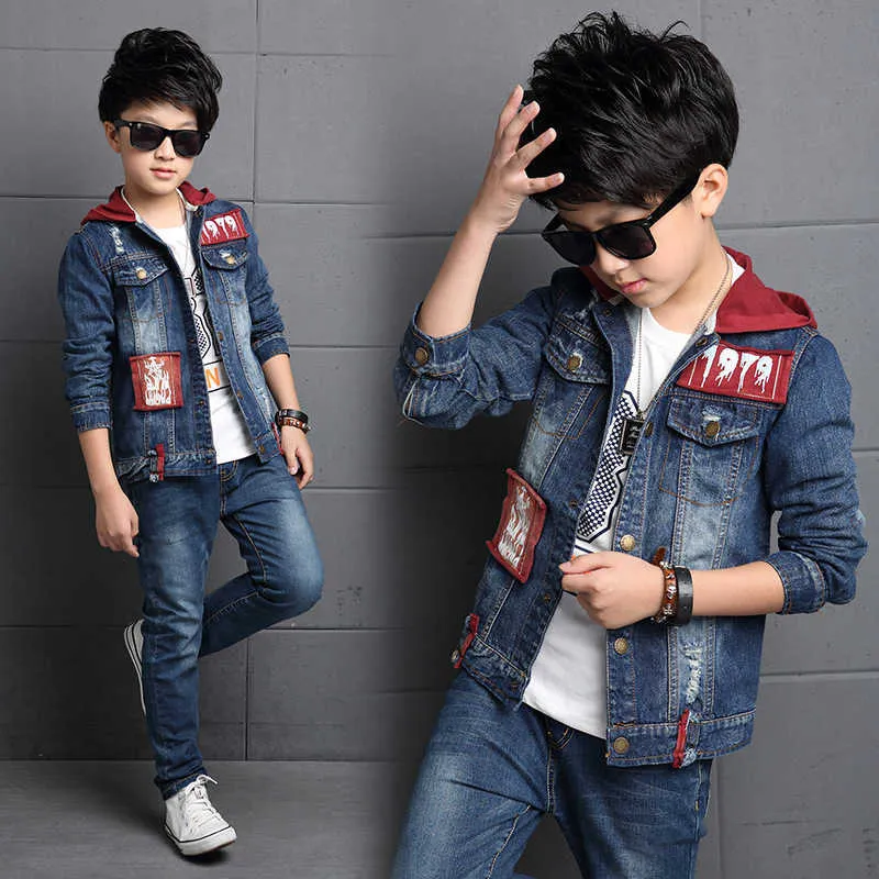 Boys Jacket & Jeans Denim Clothing Set Boy Outerwear Blue 3