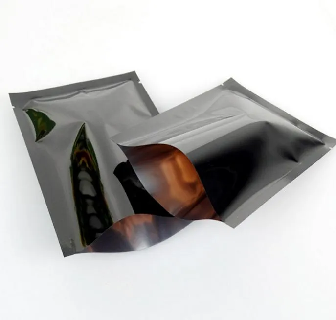 6*9cm 200pcs/lot black aluminum plating plain pouch, mylar foil cookie/biscuit flat bag top open heat sealing, storage candy ping