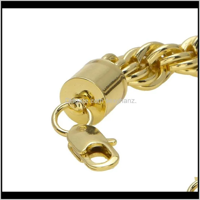 gold rope chains for men fashion hip hop necklace jewelry 30inch thick twist link chain