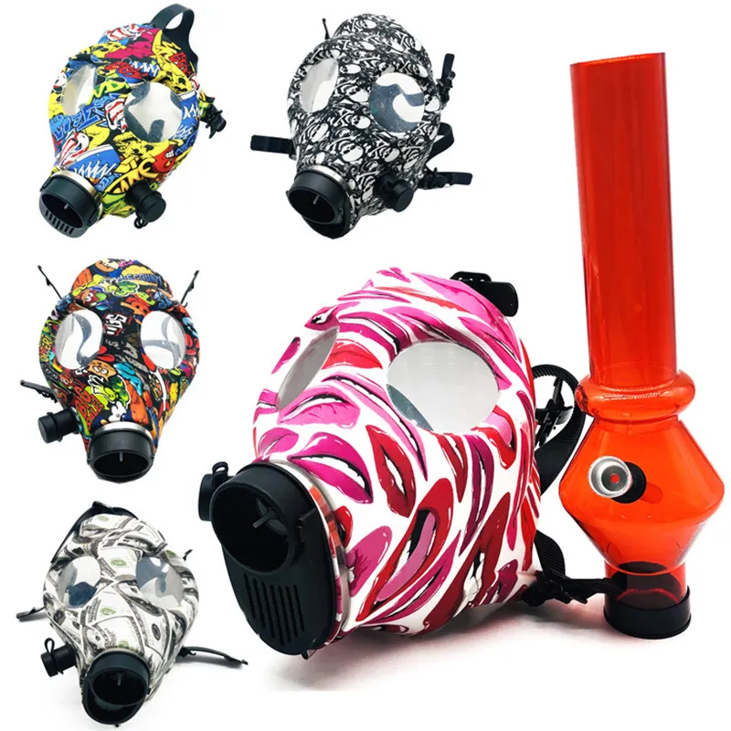 Siliconen Masker Creatieve Acryl Pijp Gasmasker Pijpen Acryl Waterpijpen Tabacco Shisha Pijp waterpijp