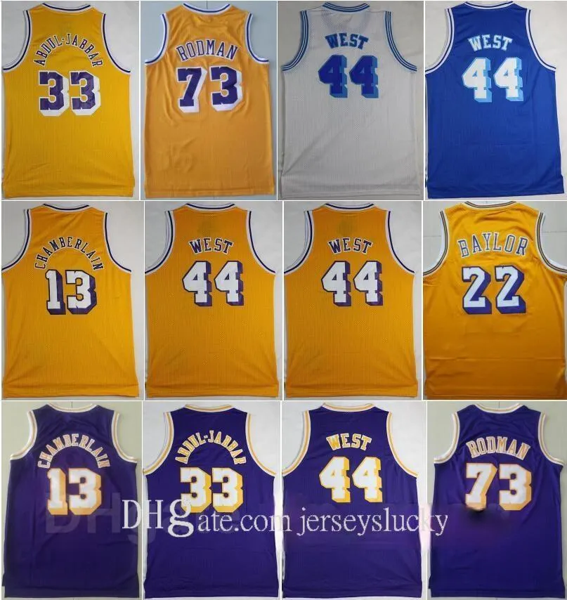 Atacado Mens Vintage Wilt Chamberlain 13 Dennis Rodman 73 Jerry West 44 Kareem Abdul Jabbar 33 Elgin Baylor 22 100% Ed Jersey Basketball Jersey