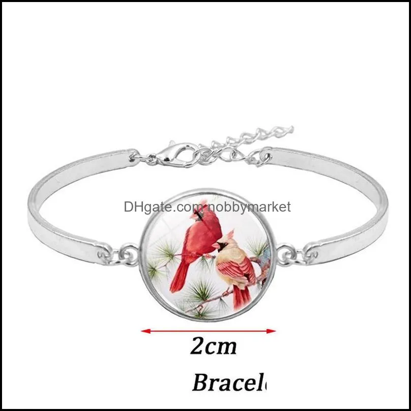 Earrings & Necklace Fashion Women Jewelry Sets Cabochon Pendant Bracelet Set Cardinal Bird Time Stone For Ladies Party