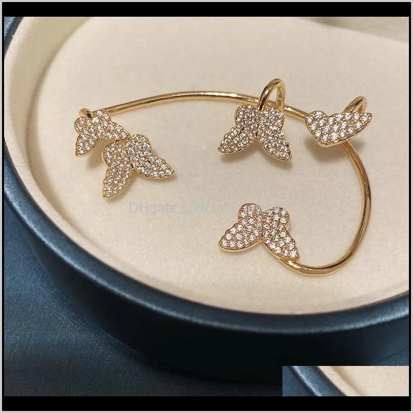 pretty diamond 3d butterfly ear cuff fashion luxury designer cuff earrings for woman girls gold gift box