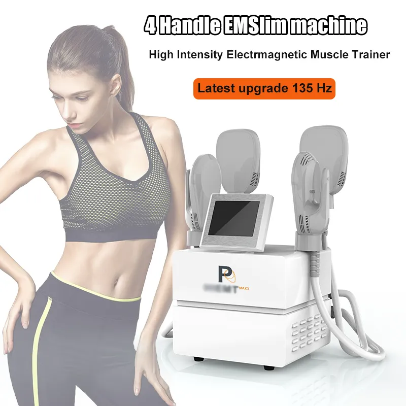 4 Handtag EMT Emslim Slimming Elektromagnetisk Muskel Buiding Träning Fett Avlägsnande Kropps Sliming Machine Butt Lifting