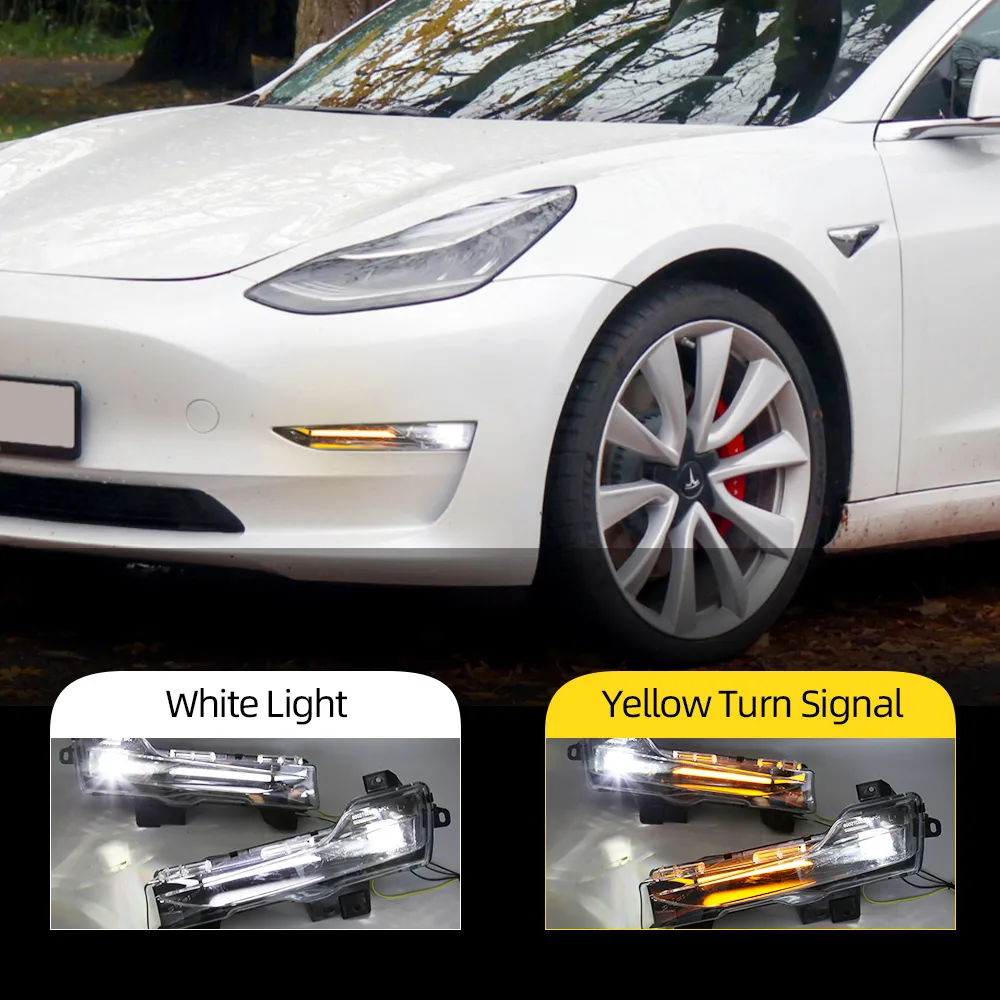 1 Set LED DRL Fog Light Fog Lights For Tesla Model 3 Model Y 2017 2018 2019 2020 2021 2022 Daytime Running Lights turn signal