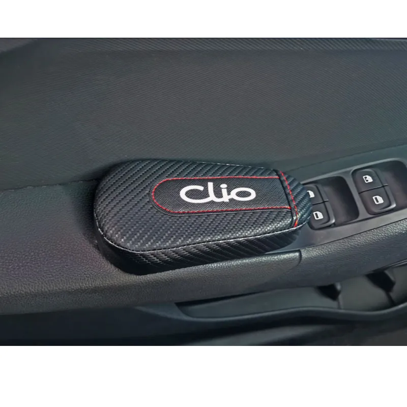 For Clio 1pc bon Fiber Leather Auto Leg Cushion Knee Door Arm Pad Car Accessories Vehicle Protective