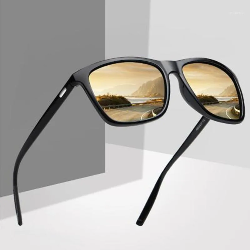 Gafas de sol Hombres Polarizadas Vintage Marca Diseño Cuadrado Conducción Gafas de Sol Mirmes Mirror Sombras Eyewear UV400 Gafas