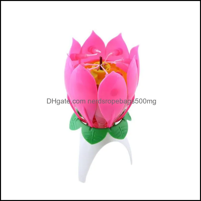 Lotus Flower Candle Single-layer Music Candle Lotus Candles Birthday Candle Party Cake Music Sparkle Cake candles