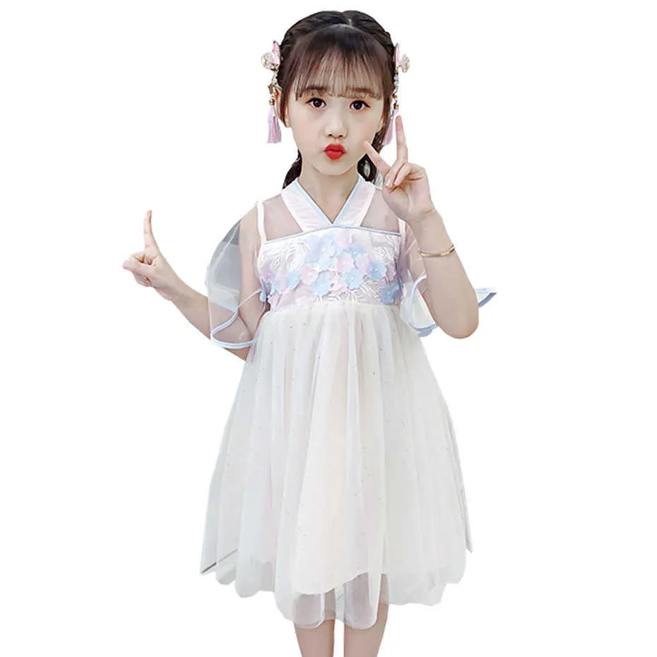 Dress Girl Mesh Princess For Appliques Party Child Summer Costume s 6 8 10 12 14 210528