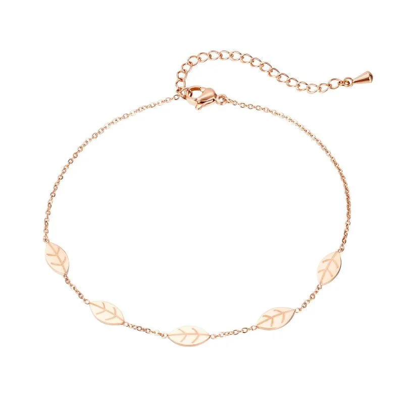 Mode 2021 Schmuck Temperament Blätter Rose Gold Titan Stahl Fußkettchen Frauen Factory Outlet Großhandel