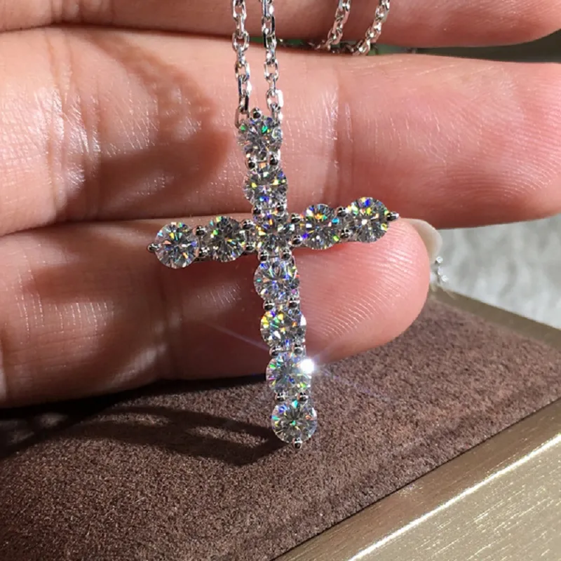 Mode Diamond Cross Necklace Mens Hip Hop Cross Pendant Halsband Smycken
