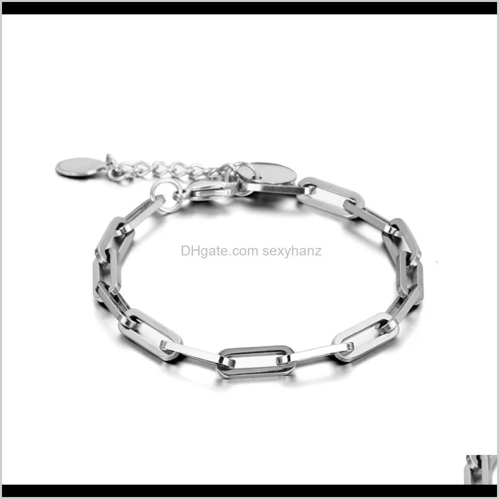 im geometric square buckle thick chain titanium steel neutral wind punk cool hip hop couple bracelet yl141