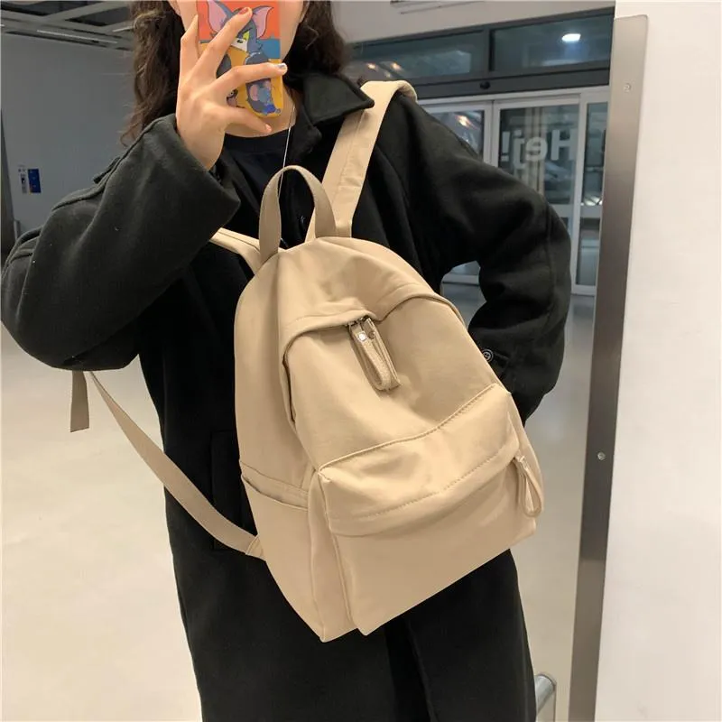 Backpack Style Anti-theft Canvas Women Literary Lovely Casual Rucksack Teenager Girls Schoolbag Multifunctional Laptop Backpacks