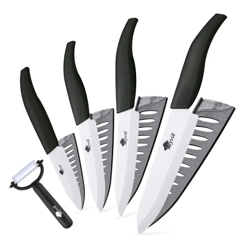 Keramische knifes Keukenmes 3 4 5 6 inch Keuken Chef Set + Peeler White Zirconia Blade Black Handle Hoge kwaliteit