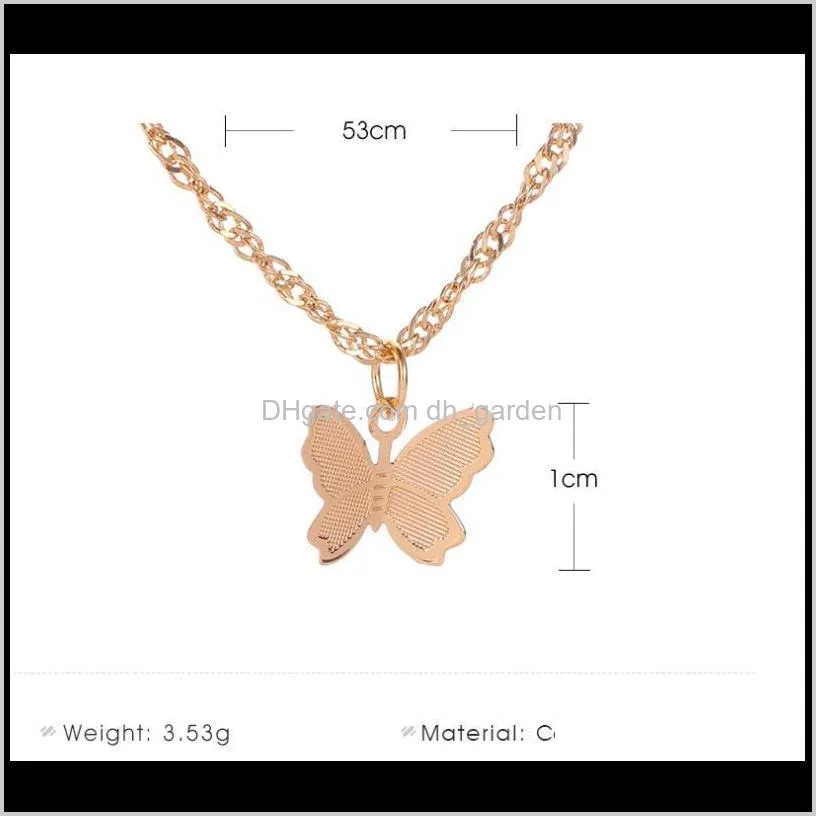 2020 new elegant alloy butterfly pendant necklace golden & silver chain necklaces for girls jewelry gifts