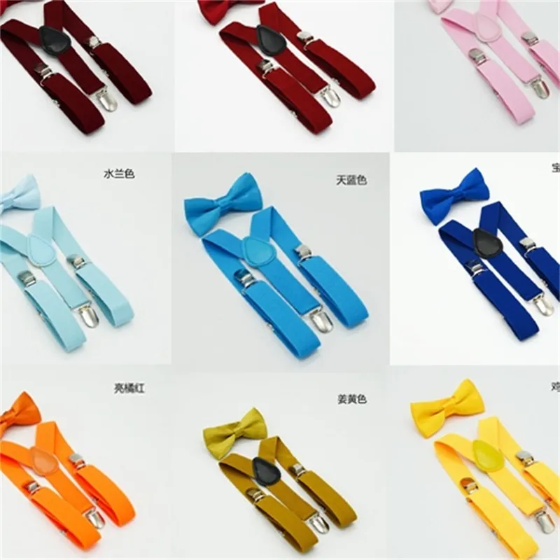 16colors Kids Suspenders Bow Tie Set for 1-10T Baby Braces Elastic Y-back Boys Girls accessories 2643 Q2